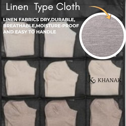 KHANAK 30 Pockets Double Sided Clear Hanging Bag Underwear Bra Socks Hanger Storage Organizer Wall Hanging Closet Shelves Storage Pockets (Black, Pack 1) - Image 4