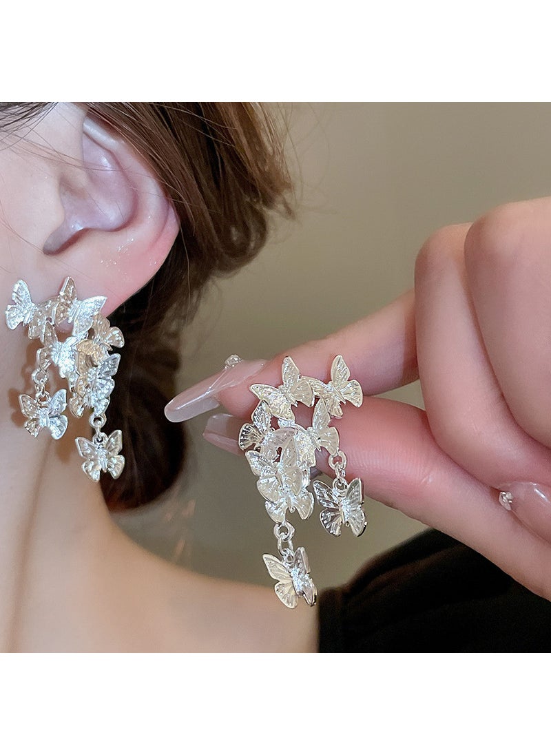 Generic - S925 Silver Butterfly Stud Earrings Dual-tone silver butterfly earrings - Image 1