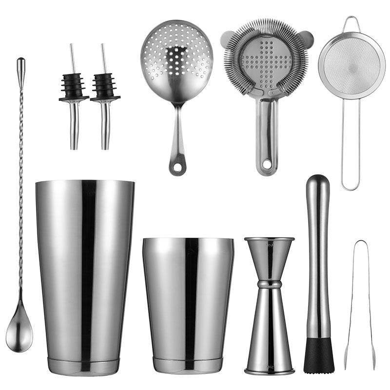 Multicolor Spot 304L Stainless Steel Boston Bartender Practical Cocktail Set 12 Piece Set Rose Chuck Pot Mirror light color 