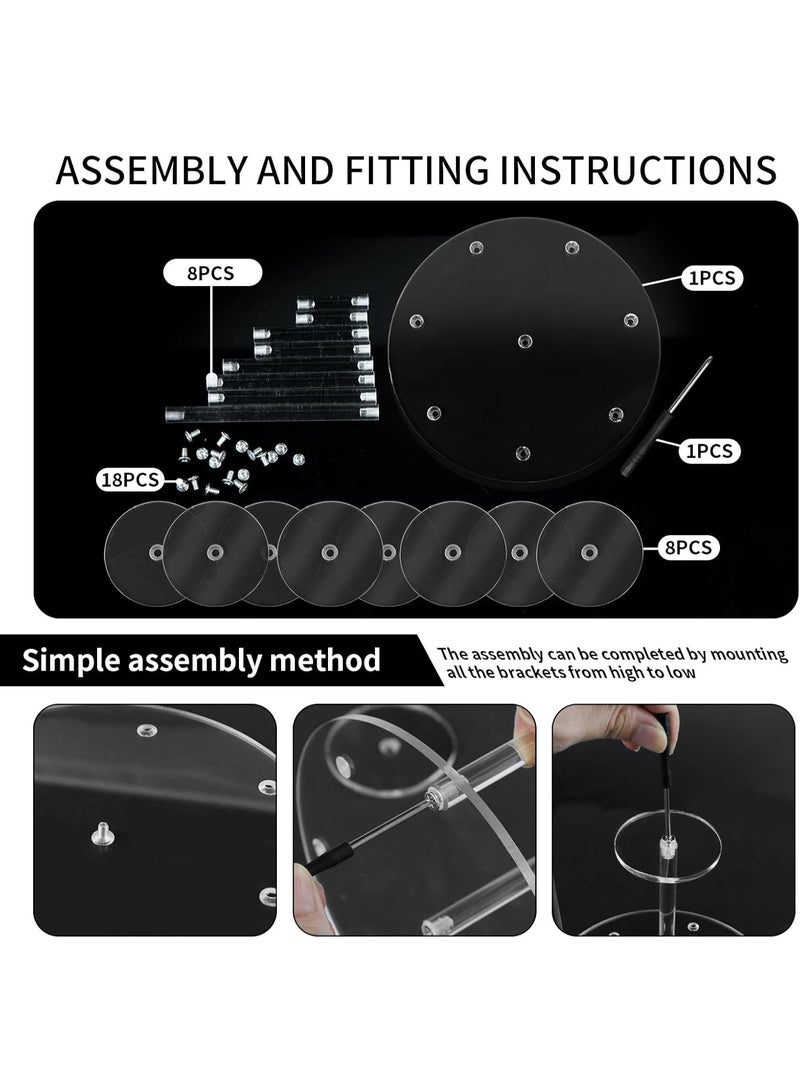 Arabest Acrylic Display Stand, 8-Tier Transparent Riser Shelf, Multi-Level Perfume Rack, Jewellery & Collectibles Display Stand - Image 4