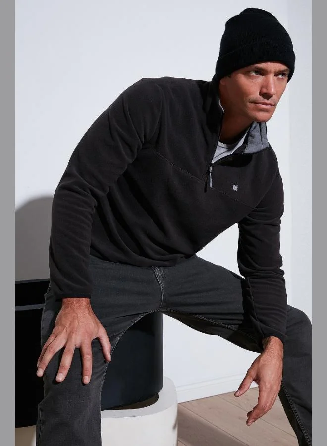 Buratti  Buratti Slim Fit Anti-Pilling Non-Flapping Batwing Collar Cold-Resistant Brushed Fleece Men's POLAR 5906001 for Men | Best Price UAE