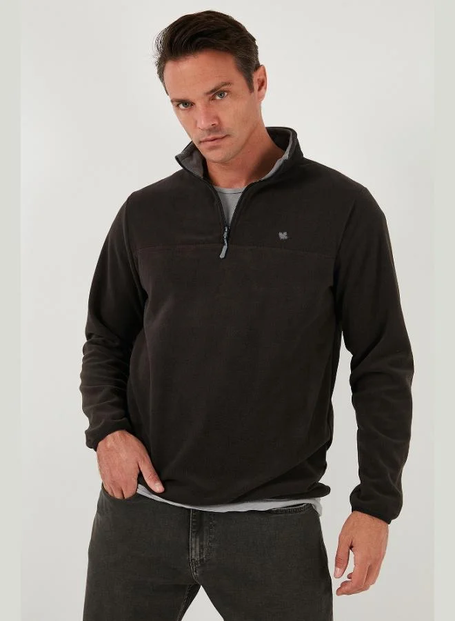 Buratti Slim Fit Anti-Pilling Non-Flapping Batwing Collar Cold-Resistant Brushed Fleece Men's POLAR 5906001