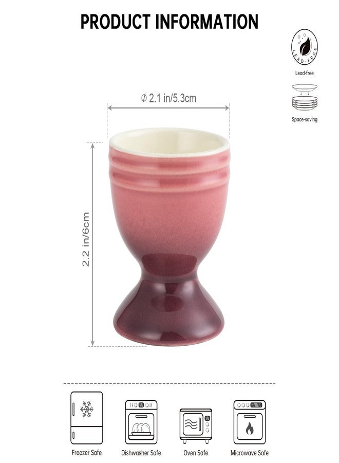 UNICASA Ceramic Egg Cups, Porcelain Colorful Egg Cup Set of 6, Stand Holder for Soft Boiled Eggs, Microwave & Dishwasher Safe (Set B) - Image 2