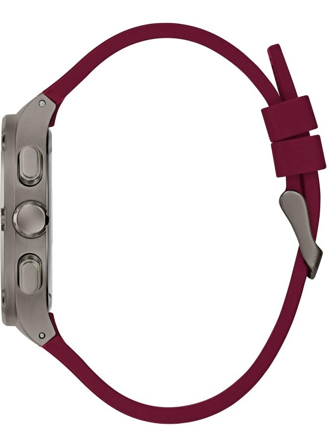 GUESS ساعة GUESS للرجال 42 مم - حزام أحمر بقرص رمادي مسدس وحالة رمادية مسدس - Image 2