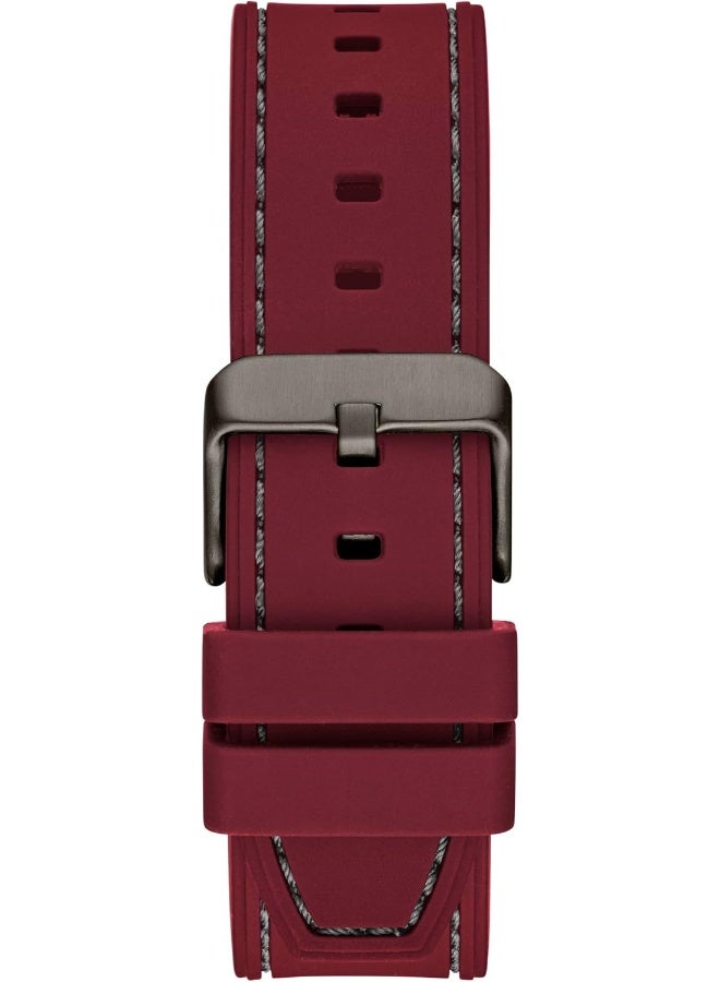 GUESS ساعة GUESS للرجال 42 مم - حزام أحمر بقرص رمادي مسدس وحالة رمادية مسدس - Image 3