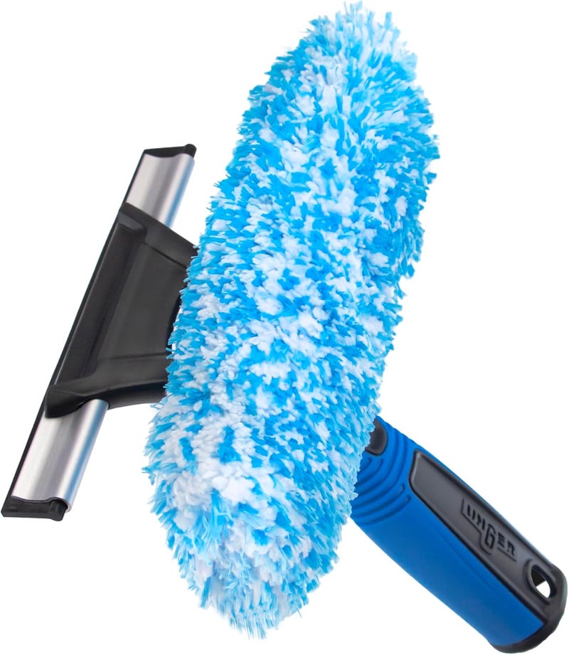 Unger Professional 2-in-1 Squeegee & Scrubber - 6” Window Cleaning Tool – Cleaning Supplies, Squeegee for Window Cleaning, Commercial & Residential Use, Reusable Microfiber Sleeve - Image 1