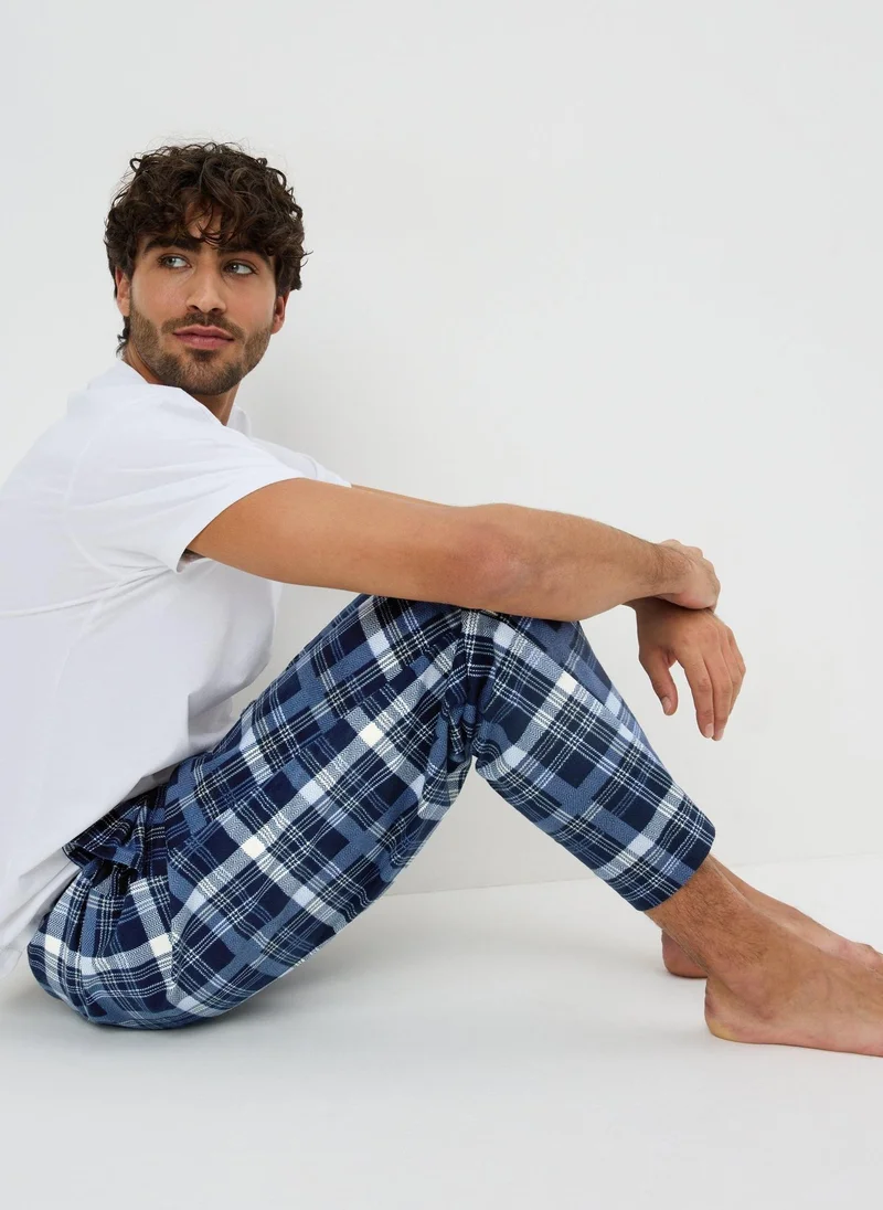 Blue Slinky Fleece Pyjama Bottoms