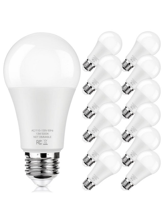 Brightever LED Light Bulbs 100W Equivalent 1500 Lumens, A19 13W 5000K Daylight White Non-Dimmable, Super Bright No Flicker Standard E26 Edison Screw Bulbs for Home, Bedroom, Office Lamp, 12-Pack - Image 1