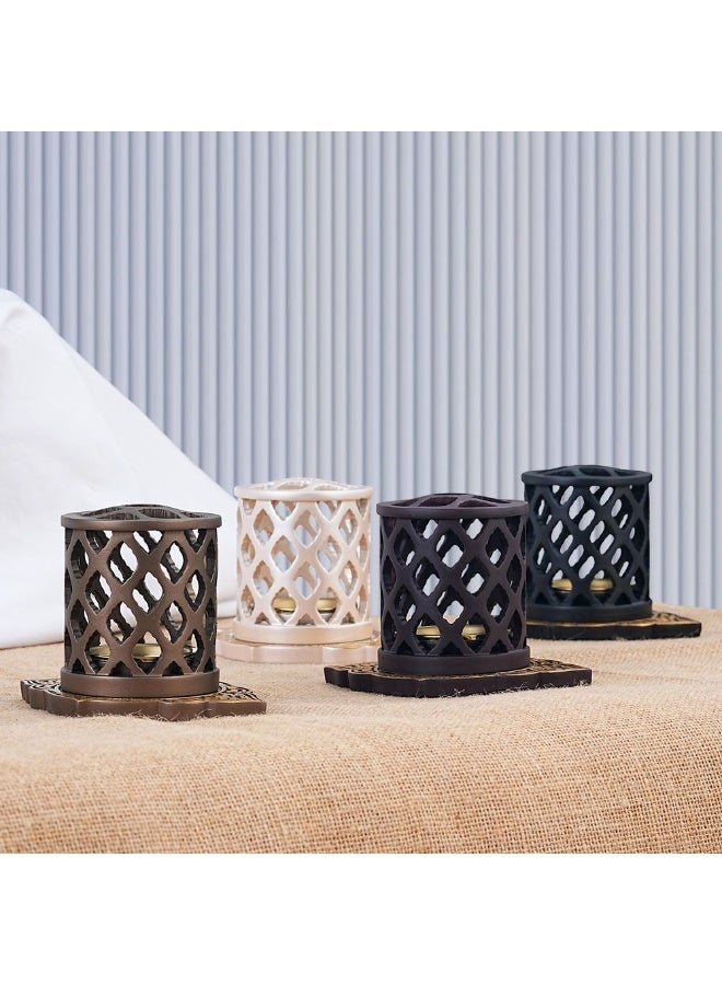 Premium Oud Bakhoor Burner Brown – Arabic Incense Holder with Brass Bowl for Home, Office & Majlis Aroma - Image 5