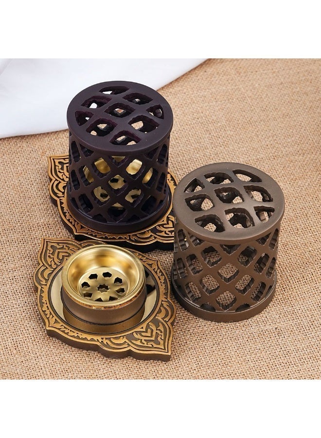 Premium Oud Bakhoor Burner Brown – Arabic Incense Holder with Brass Bowl for Home, Office & Majlis Aroma - Image 4
