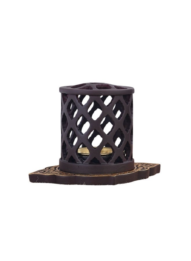 Premium Oud Bakhoor Burner Brown – Arabic Incense Holder with Brass Bowl for Home, Office & Majlis Aroma - Image 2