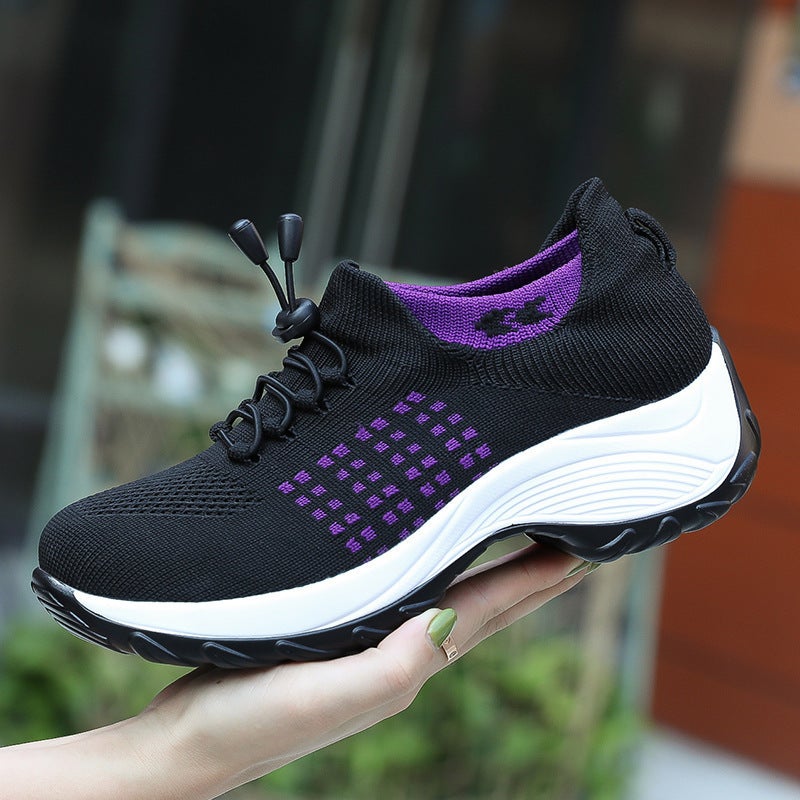 High-Elastic Flying Woven Shoes Lightweight Breathable Casual Design - Soft Comfy Fine Material Footwear for Women - Image 2