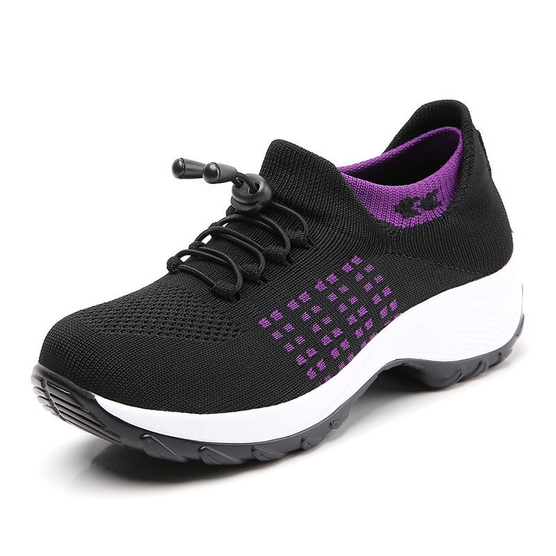 High-Elastic Flying Woven Shoes Lightweight Breathable Casual Design - Soft Comfy Fine Material Footwear for Women - Image 1