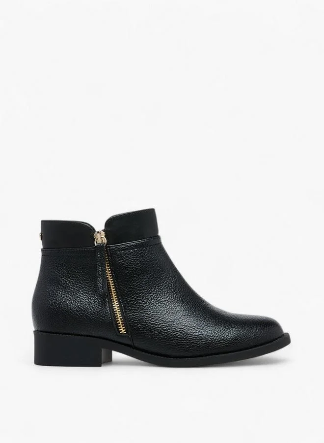 Flora Bella By Shoexpress Solid Ankle Boots with Zip Closure