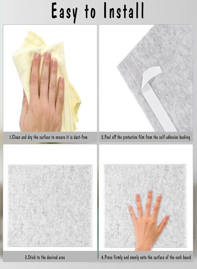 Large Cork Board 35.4"x23.6", 6-Pack Self-Adhesive Felt Wall Tiles with Colored Pushpins, Bulletin Board with Removable Self-Adhesive Strips, Pin Board Cork Boards for Walls Office Home - Image 4