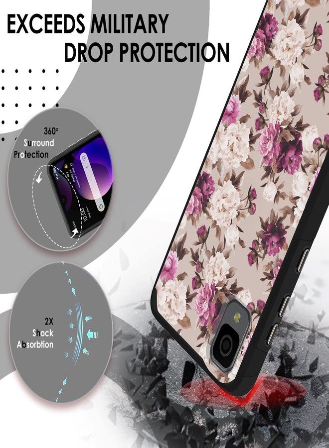 TJ's TJS for Alcatel TCL 30 Z T602DL Case, TCL 30 LE Case, with Tempered Glass Screen Protector, Dual Layer Hybrid Shockproof Drop Protection Impact Phone Case for TCL 30Z / TCL 30LE (Bouquet) - Image 3