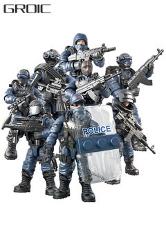GROIC 8 PCS City Police Action Mini-Figures with Multiple Accessories,Building Kit for Kids STEM Building Toys Building Blocks Toys  - Image 1