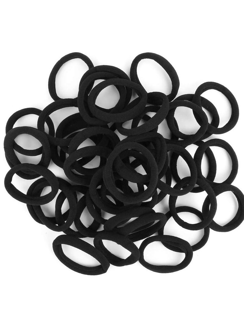 ORiTi 100PCS Black Hair Ties for Women, Cotton Seamless Hair Bands, Elastic Ponytail Holders, No Damage for Thick Hair - Image 2