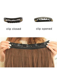REECHO 18" 1-Pack 3/4 Full Head Curly Wavy Clips in on Synthetic Hair Extensions Hairpieces for Women 5 Clips 4.0 Oz per Piece - Linen  - Image 5