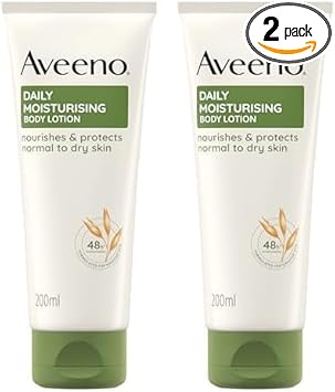 Aveeno Daily Moisturising Body Lotion With Soothing Oats Rich Emollients Suitable For Sensitive Skin Nourishes and Protects Normal to Dry Skin Fragrance Free 200ml Pack of 2