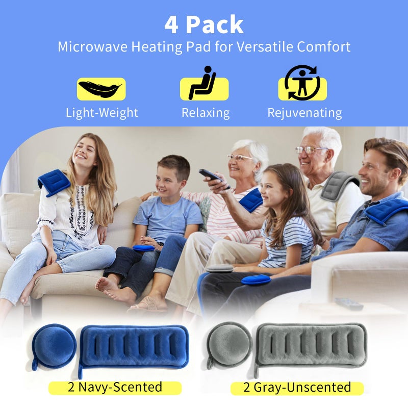 uncn Small Microwave Heating Pad Rice Hot Pack with Moist Warm Compress Packs Microwavable for Pain Relief Reusable Bean Bag Compresas Calientes Secented and Unscented Pack of 4 - Image 2