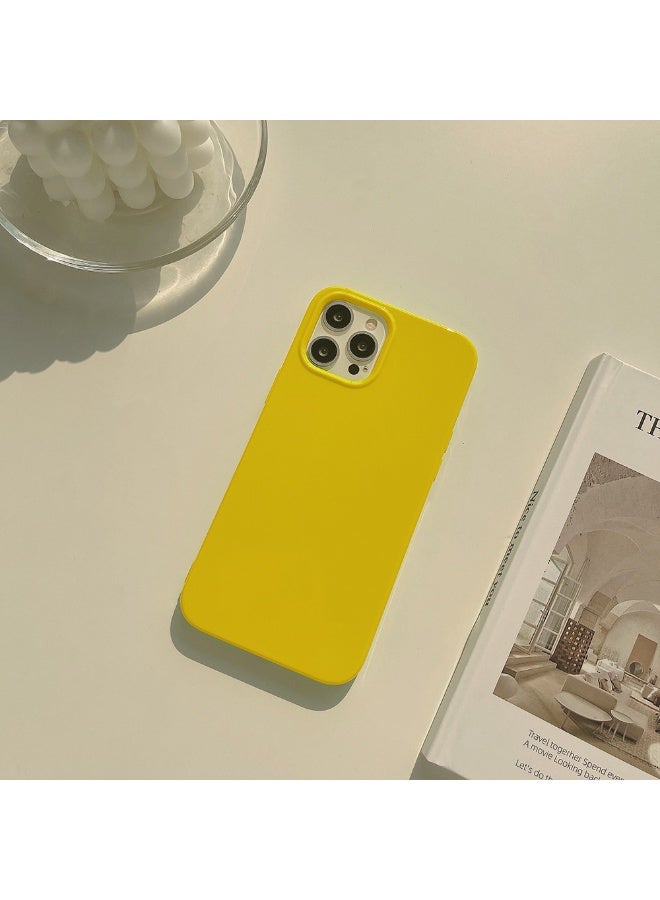 NIBEMINENT Fluorescent Jelly Protective TPU Case Cover For iPhone 15 Pro Max, Bright Yellow