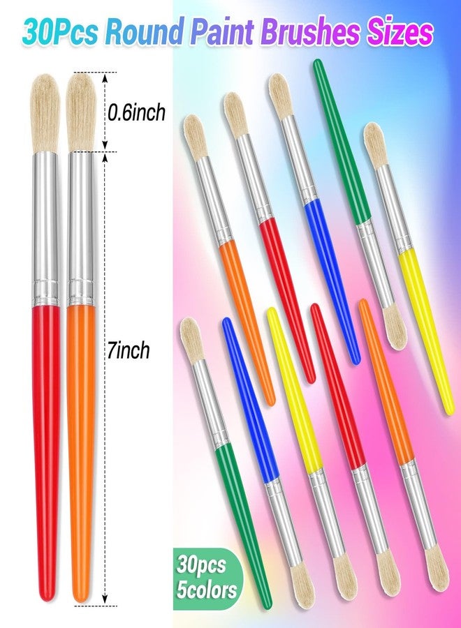 anezus 30Pcs Paint Brushes, Anezus Round Paint Brushes for Kids Classroom Toddlers Paint Brush Set for Touch Up Preschool Daycare Washable Acrylic Paint Pumpkin Painting - Image 4