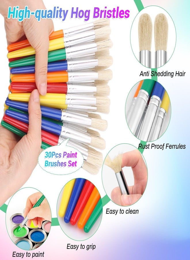 anezus 30Pcs Paint Brushes, Anezus Round Paint Brushes for Kids Classroom Toddlers Paint Brush Set for Touch Up Preschool Daycare Washable Acrylic Paint Pumpkin Painting - Image 5
