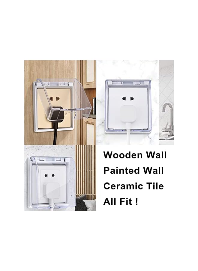 promass Wall Switch Socket Waterproof Cover, Dustproof Box Splash-Proof Box Wall Light Switch Socket Protection Box, Plastic Transparent, 2 Pcs - Image 2