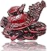 Addune Feng Shui Dragon Turtle Statue Lucky Wealth Protection Chinese Dragon Tortoise Figurine Sitting on Coins and Ingots Paperweights Gift Home Decor Dark Red - Image 2