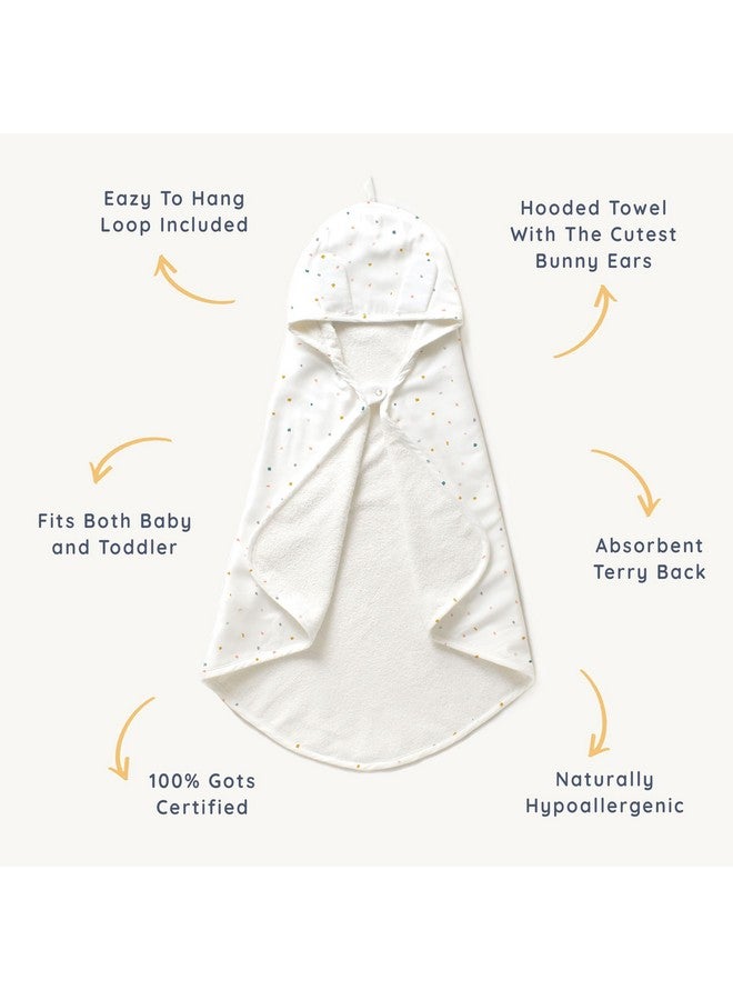 MakeMake Organics Organic Cotton Hooded Towel Baby Toddler GOTS Certified Organic Cotton Beach Poncho Towel Large Absorbent Non Toxic Neutral (Dotty, Diagonally 35"x35") - Image 2