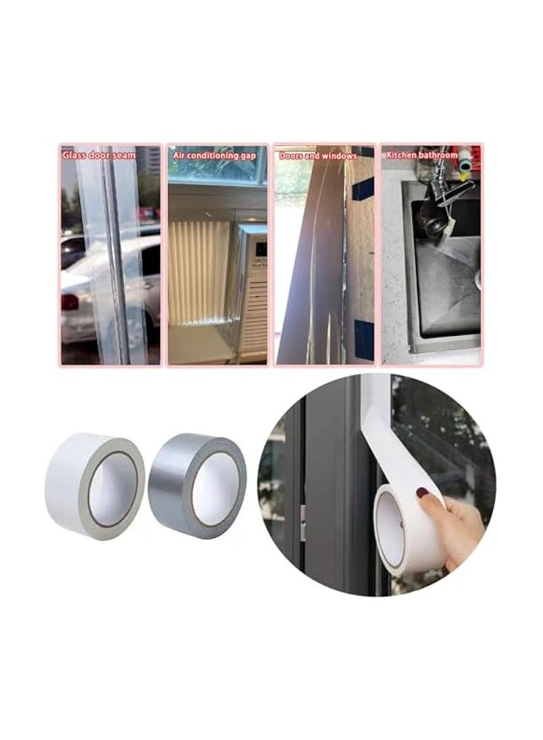 erorex 2Pack Window Sealing Tape, 2inch x 32.8ft Strong Self-Adhesive Sealing Tape for Doors and Windows Waterproof Sealant Strip for Keeping Out Cold Air Dust Rain Smog (White+Silvery) - Image 4