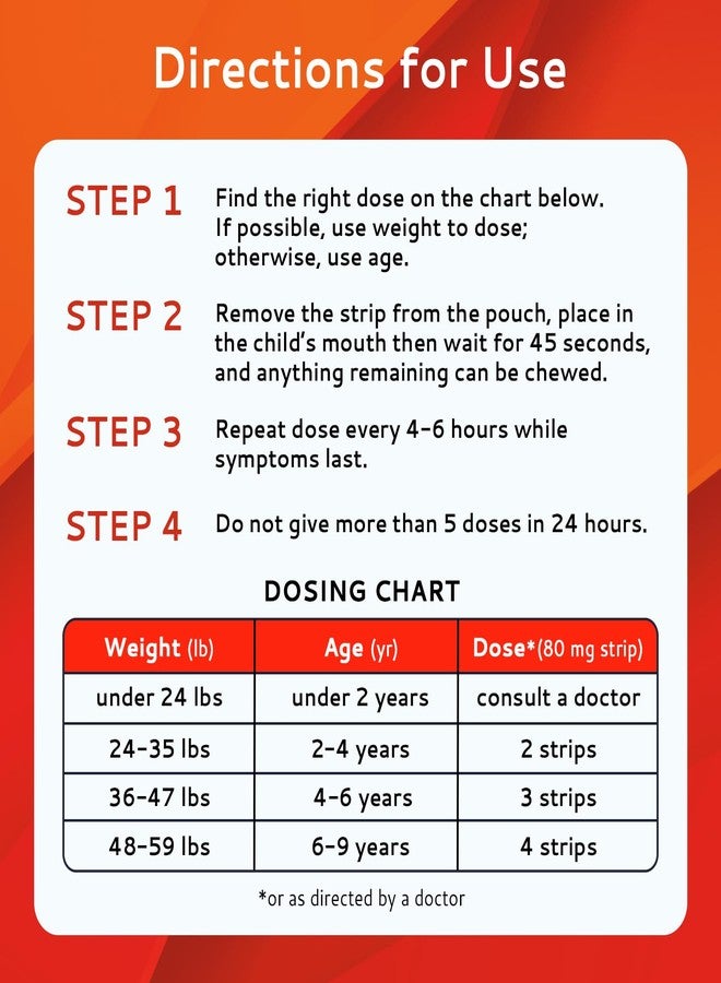 CALMOUR Children's Acetaminophen 24 Strips | Pain Reliever & Fever Reducer | Fast-Acting Support for Cold & Flu Symptoms | Oral Chewable Strips for Kids Ages 2-9 | Travel Size, Orange Flavor - Image 4