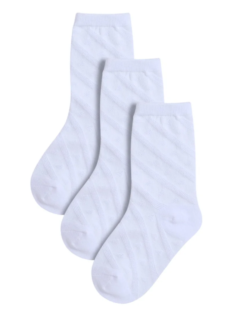 victor and jane Girls 3 Pairs Textured Crew Length School Socks