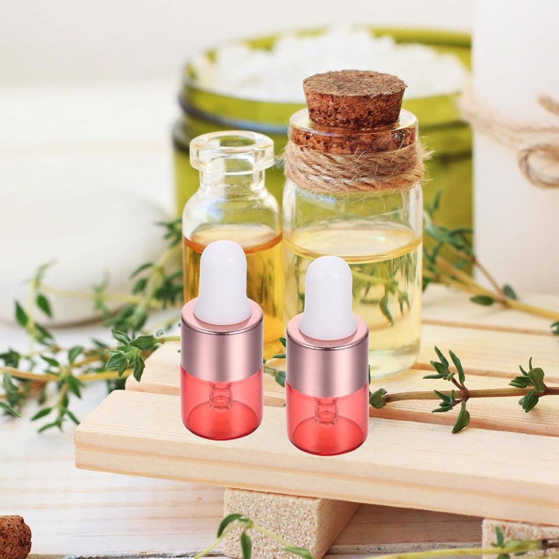 Healeved 20 قطعة زجاجات قطارة 1 مل ذهبية وردية للزيوت الأساسية، قوارير عينات صغيرة بحجم السفر، حاويات تجميل مقاومة للتسرب للاستخدام المحمول - Image 5