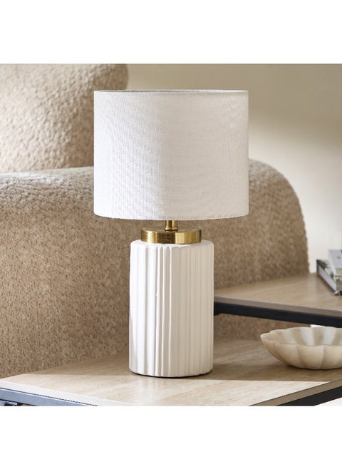 Emzie Ceramic Table Lamp with Linen Shade - 38.5 cm