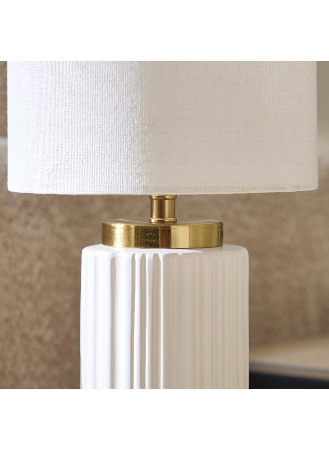 Home Box - Emzie Ceramic Table Lamp with Linen Shade - 38.5 cm - Image 1