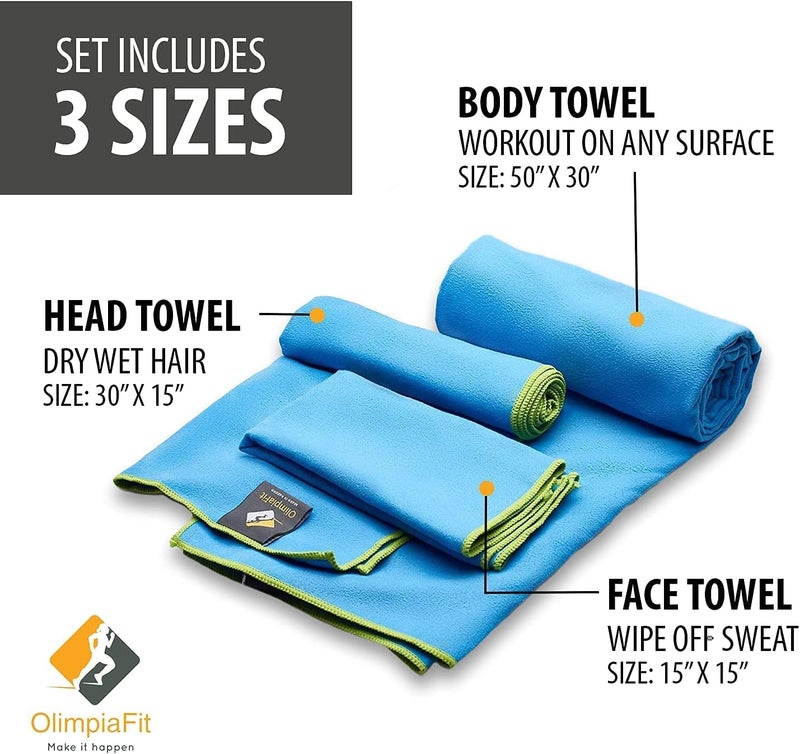 sheful Natural tone color options Quick Dry Towel - 3 Size Pack of Lightweight Microfiber Travel Towels w/Bag, 30x30cm, 40x60cm, 60x122cm- Fast Drying Towel Set for Camping, Beach, Gym, Backpacking, Sports, Yoga， Square Bag - Black Bug proof seal - Image 4