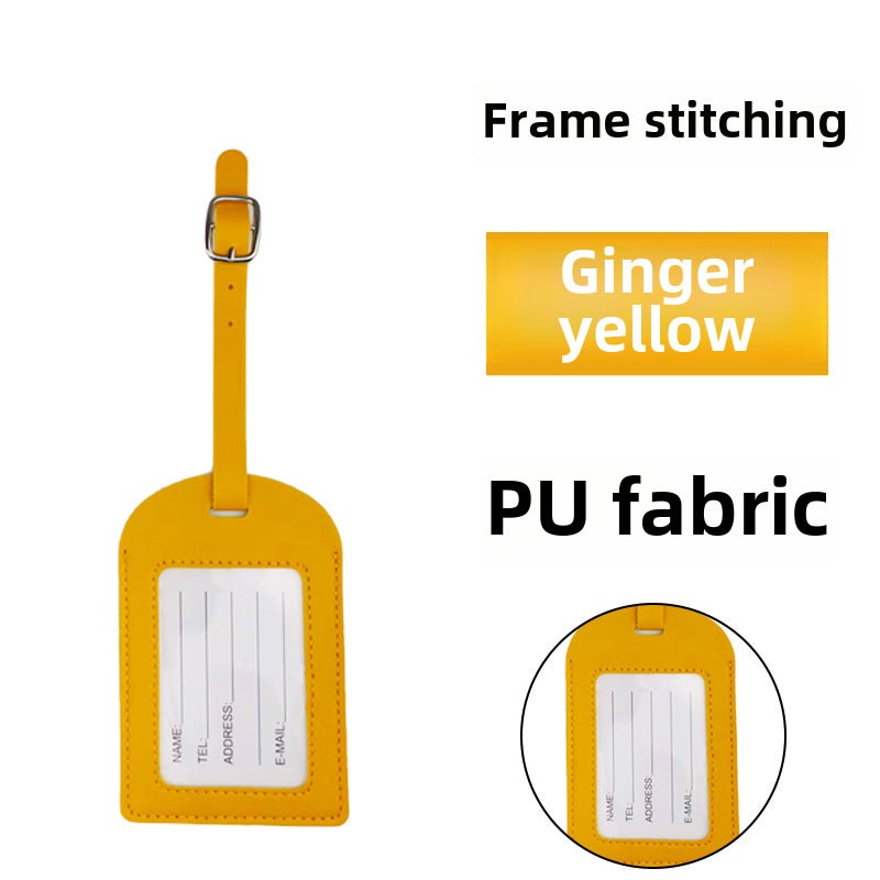 Thick PU Leather Luggage Tag with Flip Cover and Signature PaperFrame car line without clamshell ginger Frame car line without clamshell ginger