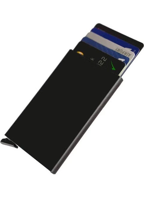 محفظة حامل بطاقات الائتمان مع حماية Rfid، بنقرة واحدة تنزلق 6 بطاقات