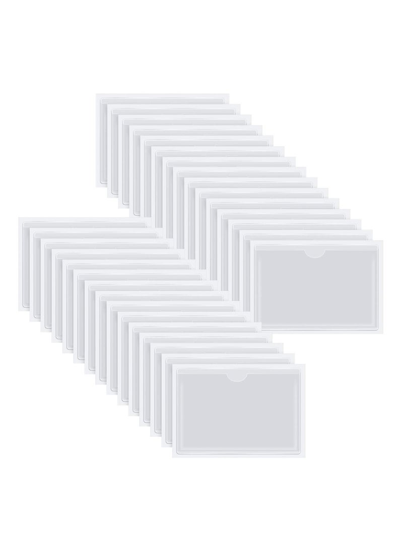 Self-Adhesive Index Card Pockets Top Open for Easy Loading Clear Plastic 30-Pack 4.33 x 6.3 Inches Ideal for Organizing and Protecting Cards - Image 1