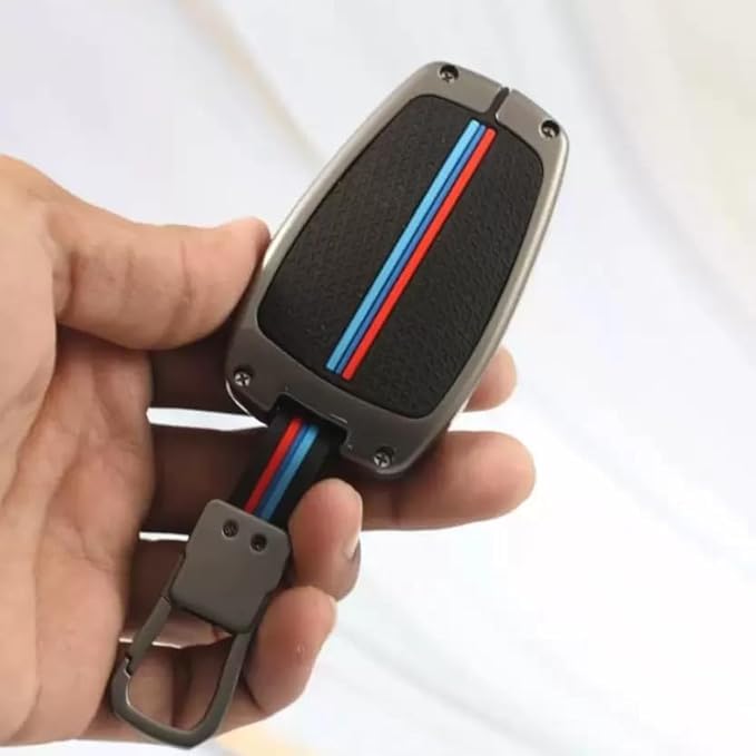 Shopsidex Metal Silicon Key Cover Compatible with Tata Nexon, Harrier | Safari | Altroz | Tigor | Ev | Punch | Tiago Ev Electric 4 Button Smart Key Feature Visible in Low-Light Condition, Black - Image 2