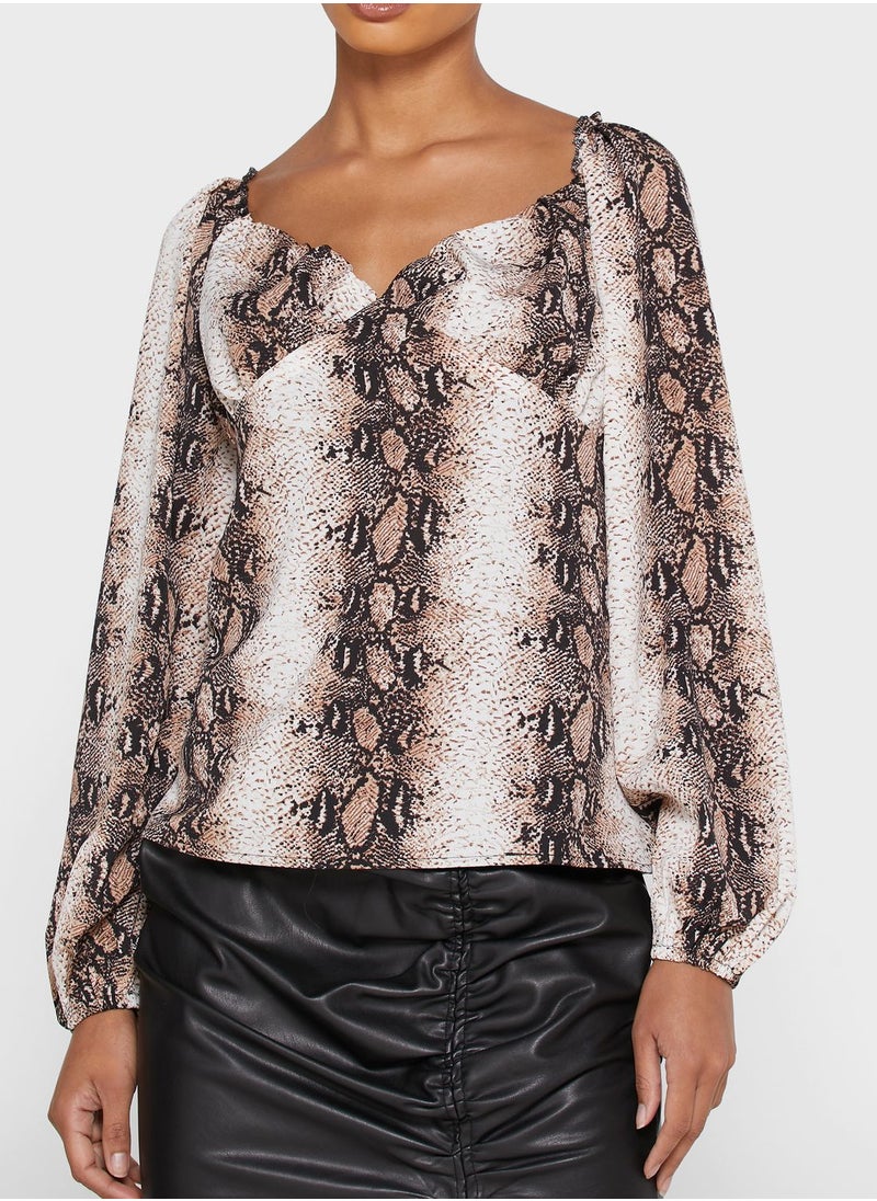 Missguided Petite - Snake Print Top - Image 1