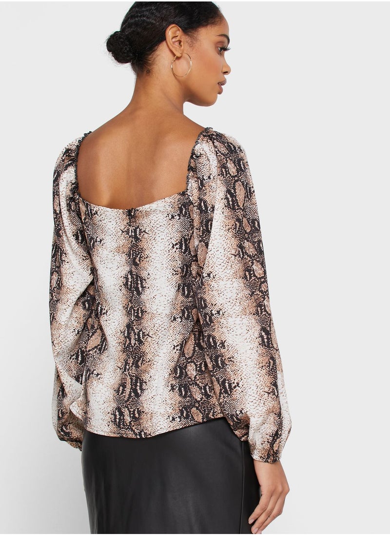 Missguided Petite - Snake Print Top - Image 1
