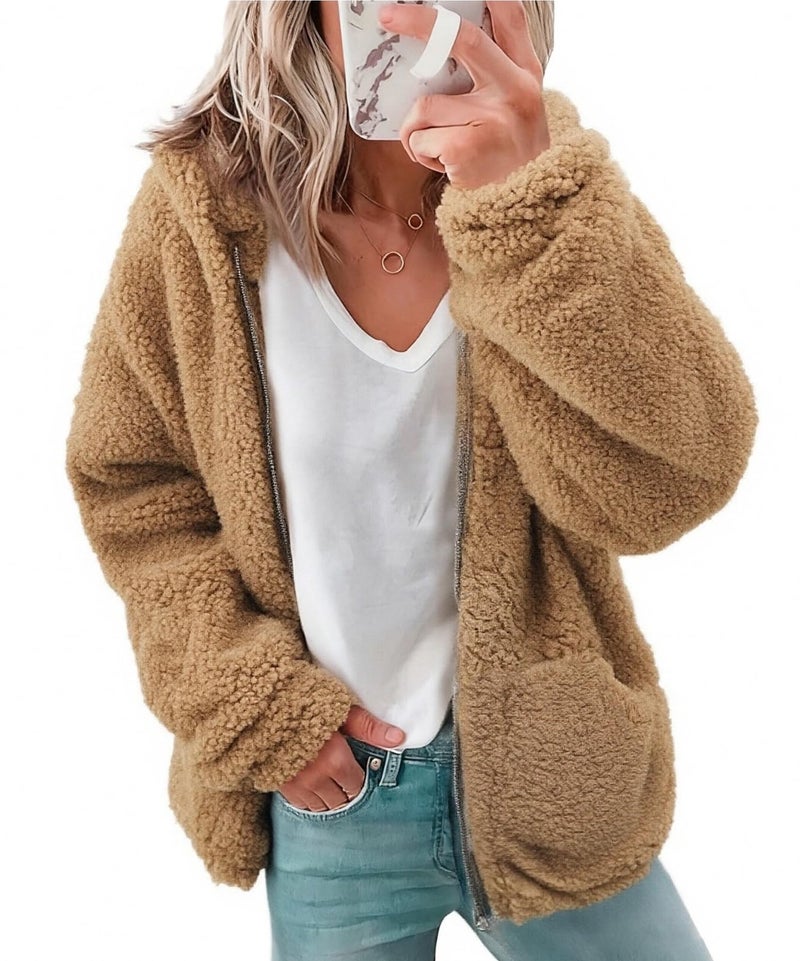 LUKYCILD Womens Western Aztec Print Zip up Hoodies Sweatshirt Sherpa Fleece Jacket Coat with Pockets Casual Warm Outwear - Image 1