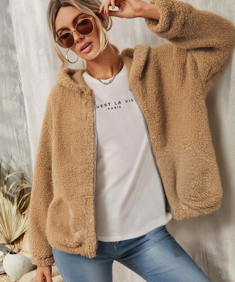 LUKYCILD Womens Western Aztec Print Zip up Hoodies Sweatshirt Sherpa Fleece Jacket Coat with Pockets Casual Warm Outwear - Image 3