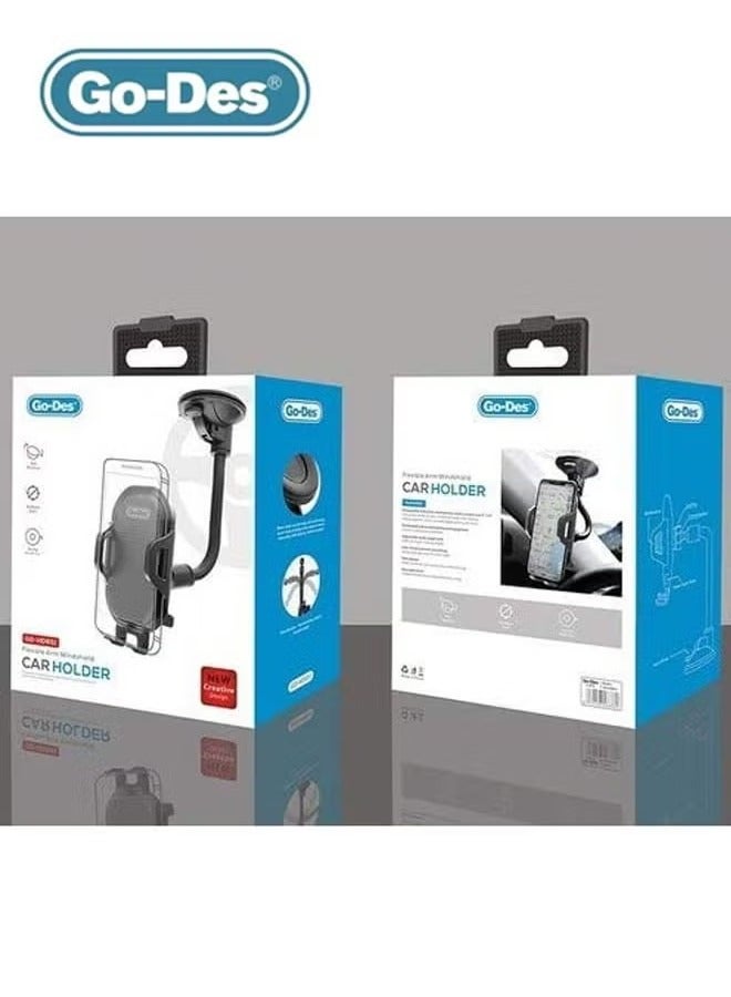 جو-ديز حامل مرن للزجاج الأمامي للسيارة GD-HD651 حامل هاتف للسيارة يدور 360 درجة بذراع طويل للزجاج الأمامي - Image 4