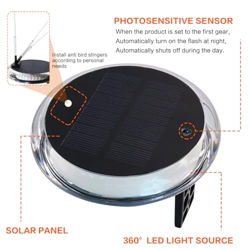 AMOMD Outdoor LED Navigation Lights 6 Modes Multifunctional IP67 Waterproof Solar Charging Positioning Lighting for Sea Marine Vessels Yachts Docks Boats Pontoon - Image 4