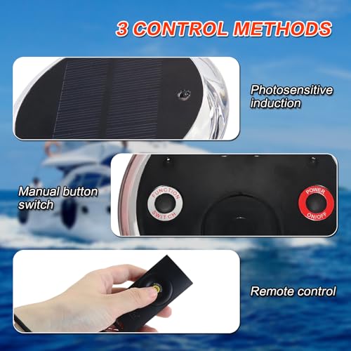 AMOMD Outdoor LED Navigation Lights 6 Modes Multifunctional IP67 Waterproof Solar Charging Positioning Lighting for Sea Marine Vessels Yachts Docks Boats Pontoon - Image 3