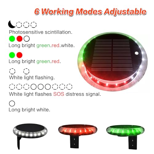AMOMD Outdoor LED Navigation Lights 6 Modes Multifunctional IP67 Waterproof Solar Charging Positioning Lighting for Sea Marine Vessels Yachts Docks Boats Pontoon - Image 2